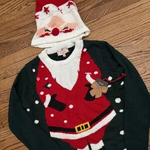 Poof Hooded Christmas Sweater - small - NWT